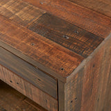 Olliix Olliix - Industrial Wood Nighstand with Drawer and Storage, Dark