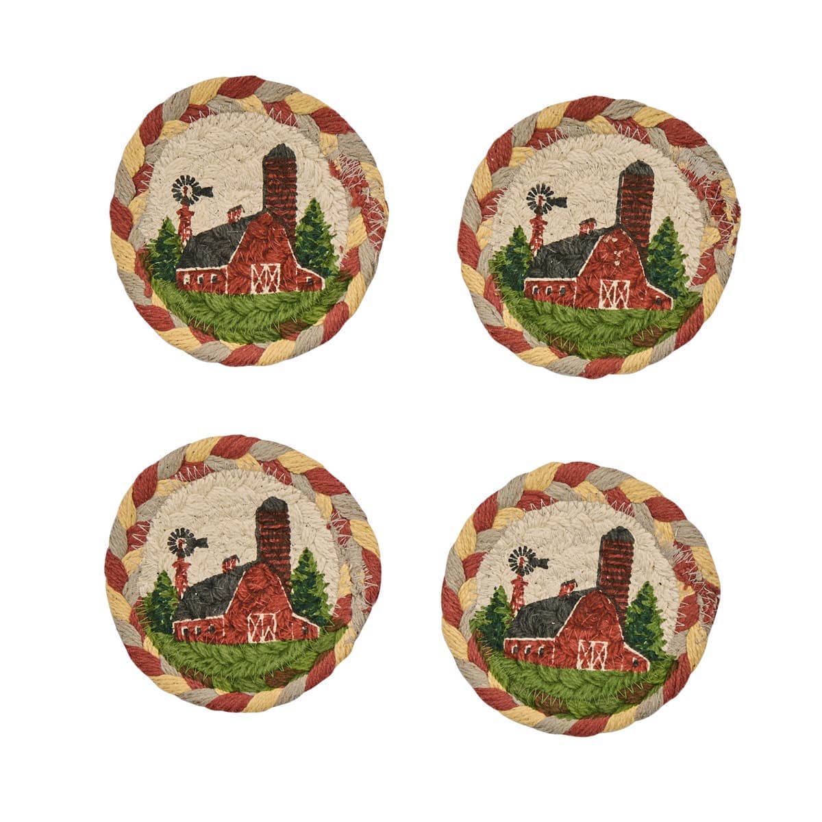 Park Designs Park Designs - Barn Printed Braided Coasters Set of 4