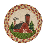 Farm Red Barn Braided Trivet 8