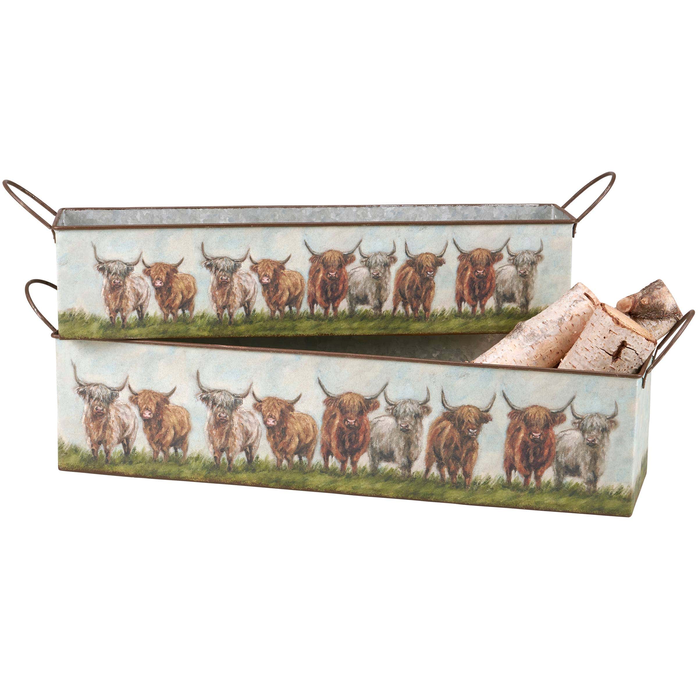 Primitives by Kathy Highland Cows Metal Nesting Bin Set-Primitives by Kathy