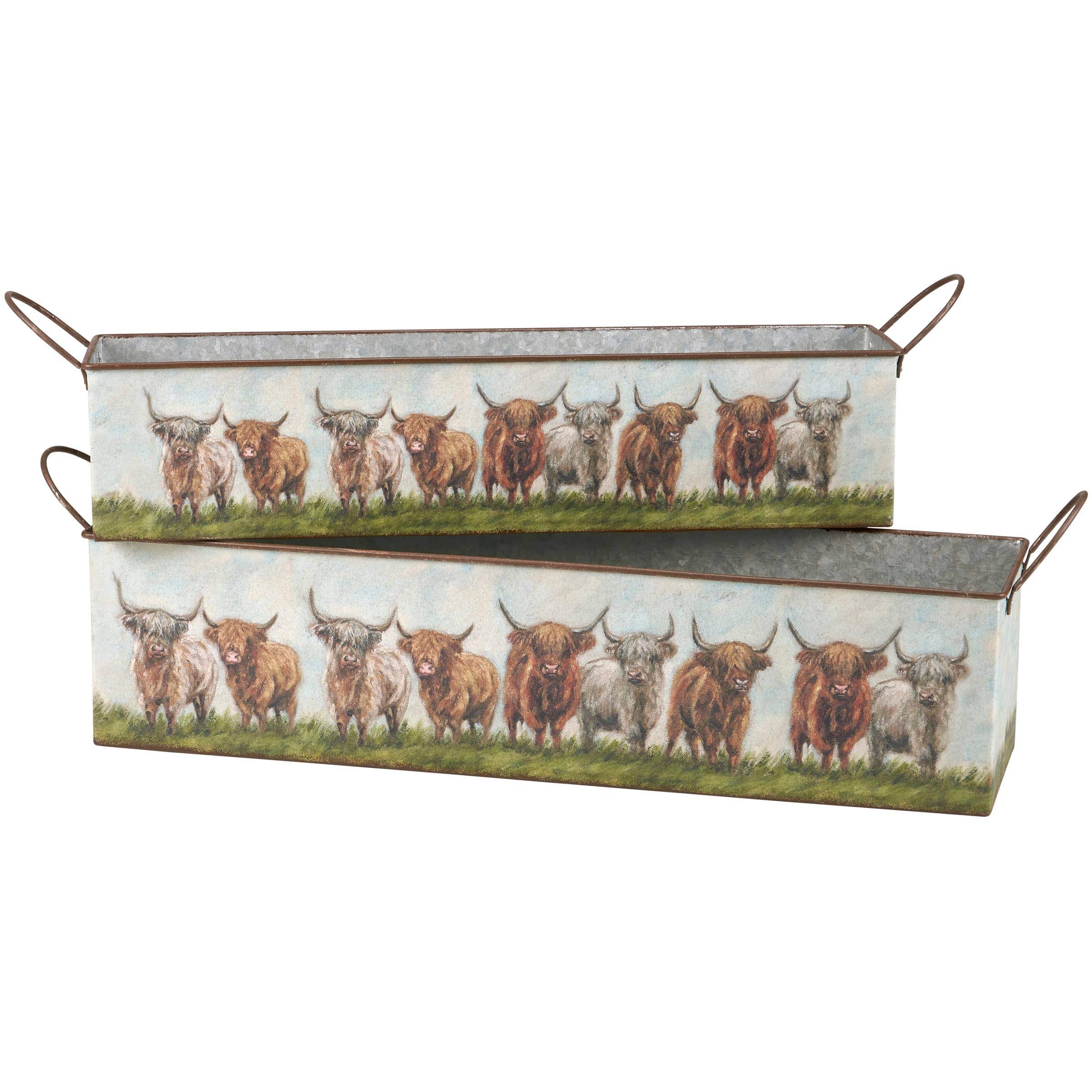 Primitives by Kathy Highland Cows Metal Nesting Bin Set-Primitives by Kathy