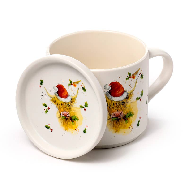 Puckator Ltd Puckator Ltd - Christmas Jan Pashley Highland Coo Mug & Coaster Lid Set