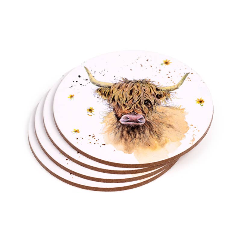 Puckator Ltd Puckator Ltd - Jan Pashley Highland Coo Set of 4 Cork Coasters