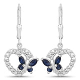 Quintessence Butterfly Gemstone Earrings Sapphire Butterfly and Heart Earrings Genuine Gemstones 925 Sterling Silver