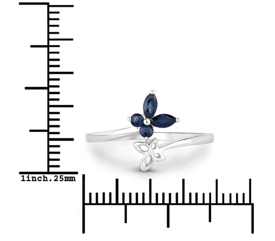 Quintessence butterfly ring Genuine Gemstone Butterfly Ring in 925 Sterling Silver Elegant