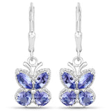 Quintessence Earrings Tanzanite Gemstone Butterfly Drop Earrings Sterling Silver Tanzanite or Aquamarine
