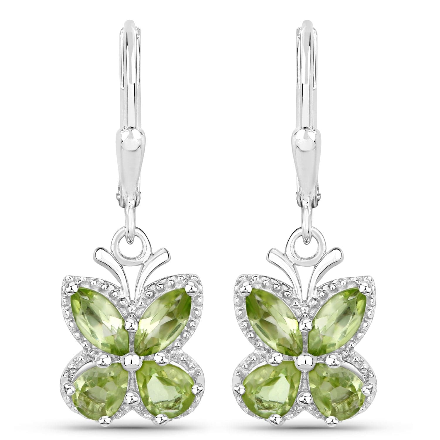 Quintessence Fine Fashion Jewelry-Earrings Peridot Gemstone Butterfly Earrings in Sterling Silver-Amethyst, Garnet, Peridot or Topaz
