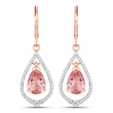 Morganite and Diamond Drop Earrings 14K Rose Gold