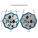 River of Goods River of Goods - 12"H Ladybugs Round Stained Glass Window Panel