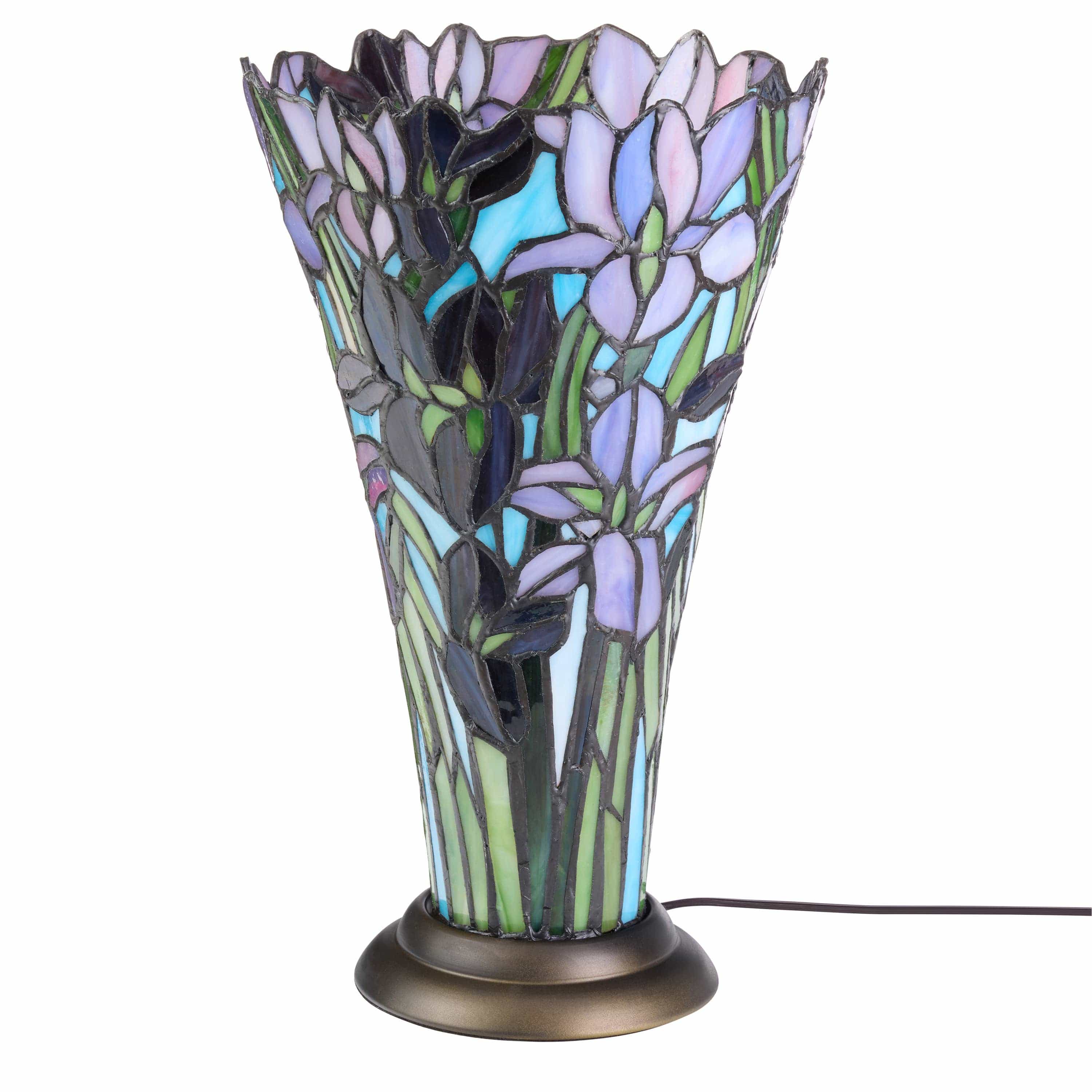 River of Goods River of Goods - 13.5"H Tiffany-Style Floral Vase Stained Glass Table Lamp