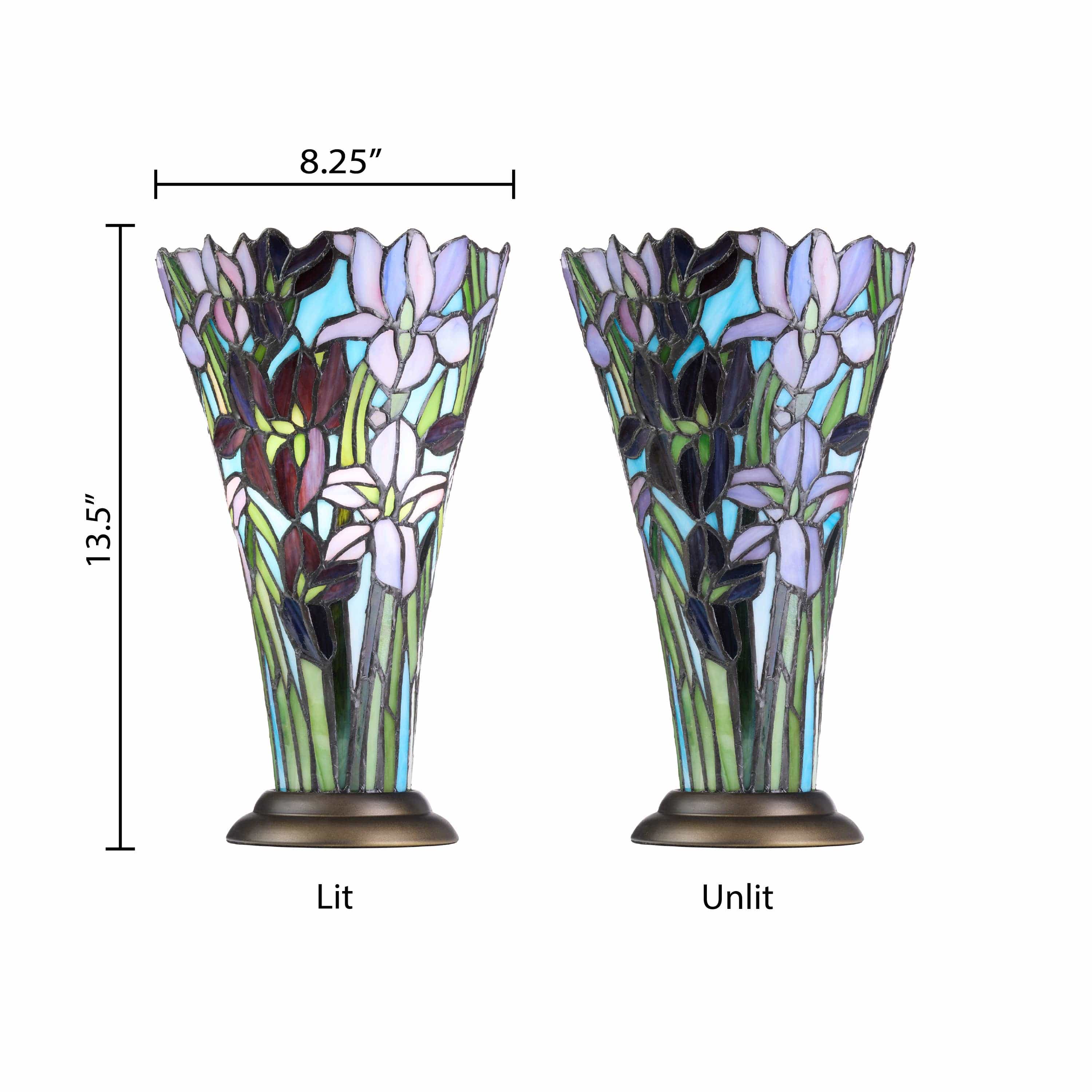 River of Goods River of Goods - 13.5"H Tiffany-Style Floral Vase Stained Glass Table Lamp