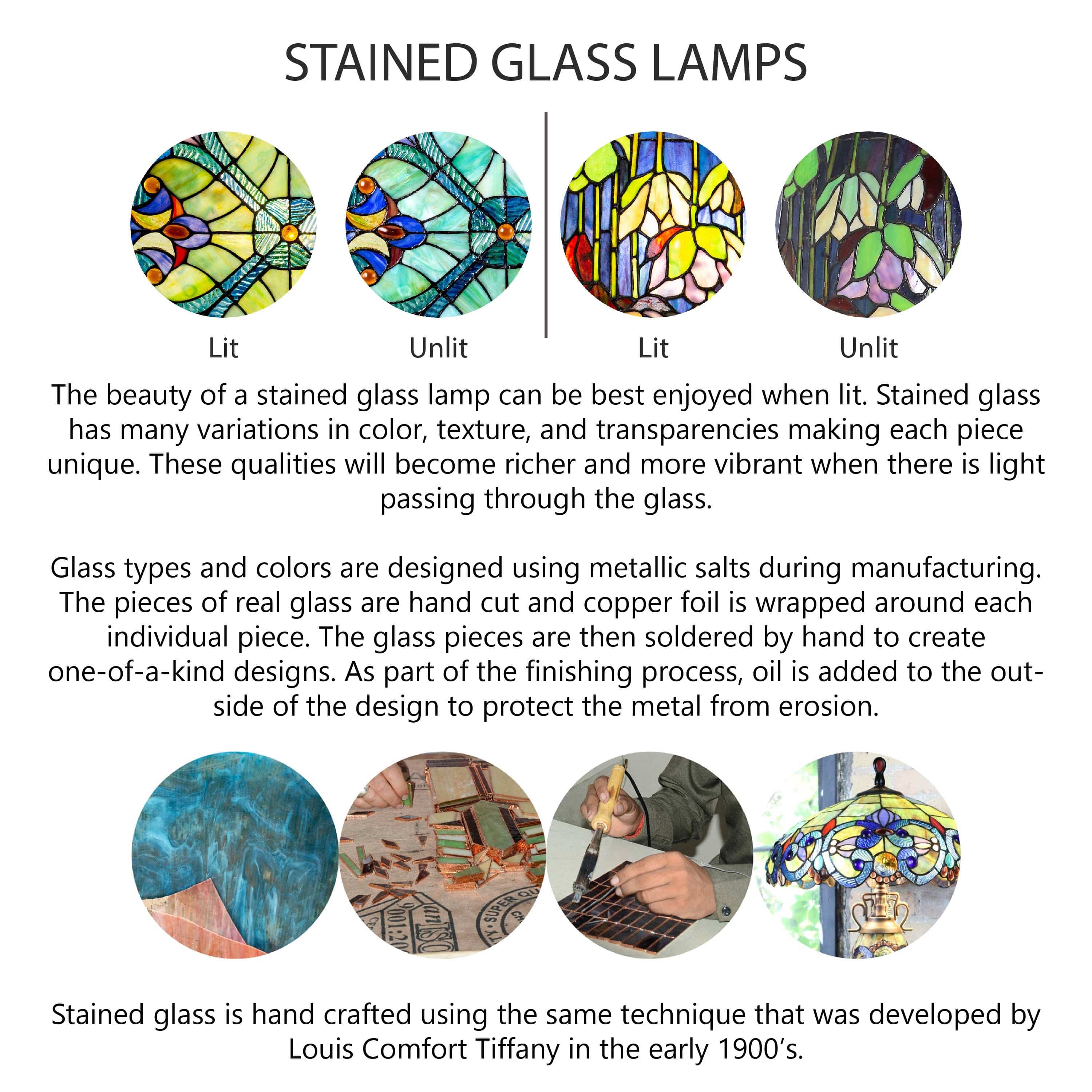River of Goods River of Goods - 13.5"H Tiffany-Style Floral Vase Stained Glass Table Lamp
