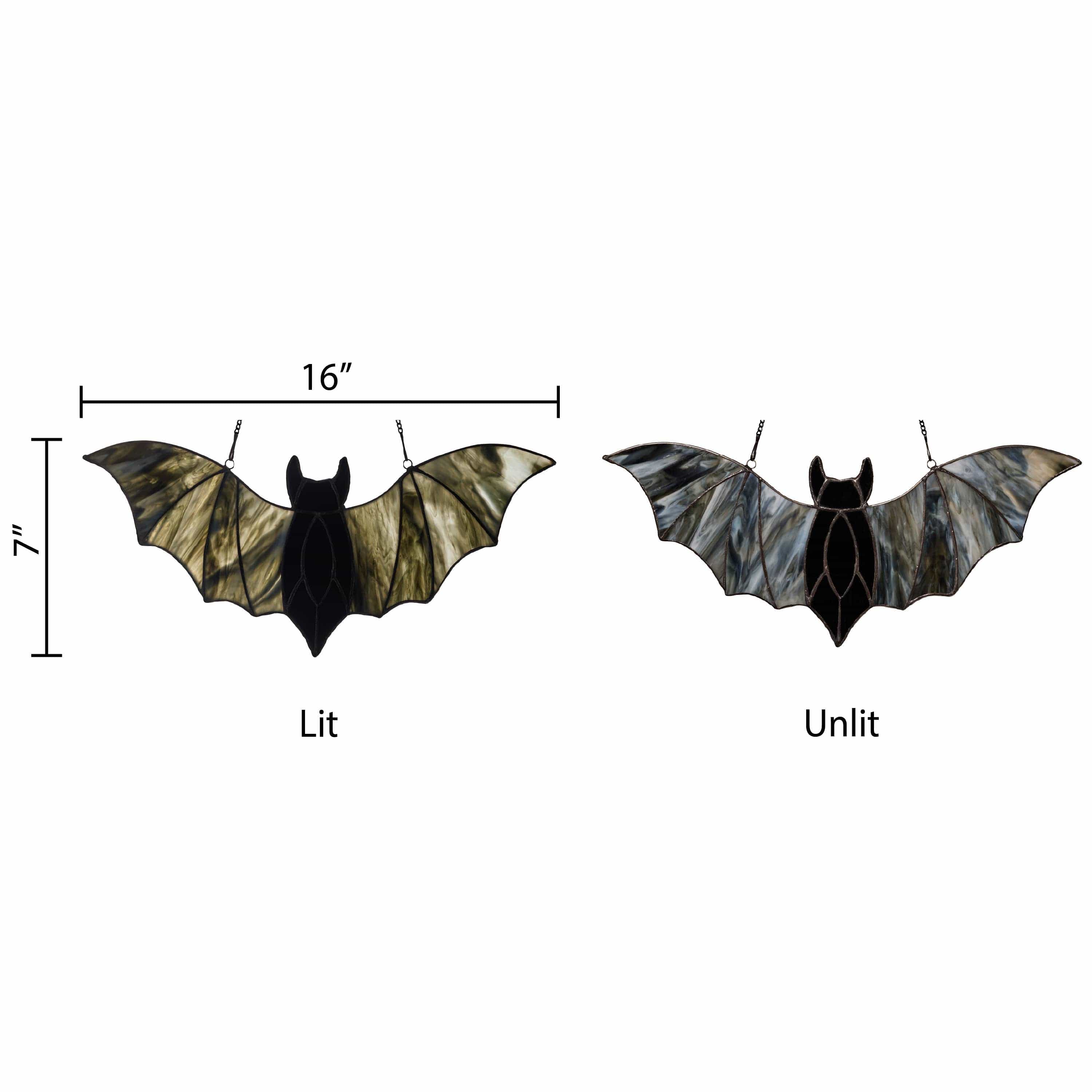 River of Goods River of Goods - 16"W Halloween Black Bat Stained Glass Window Panel