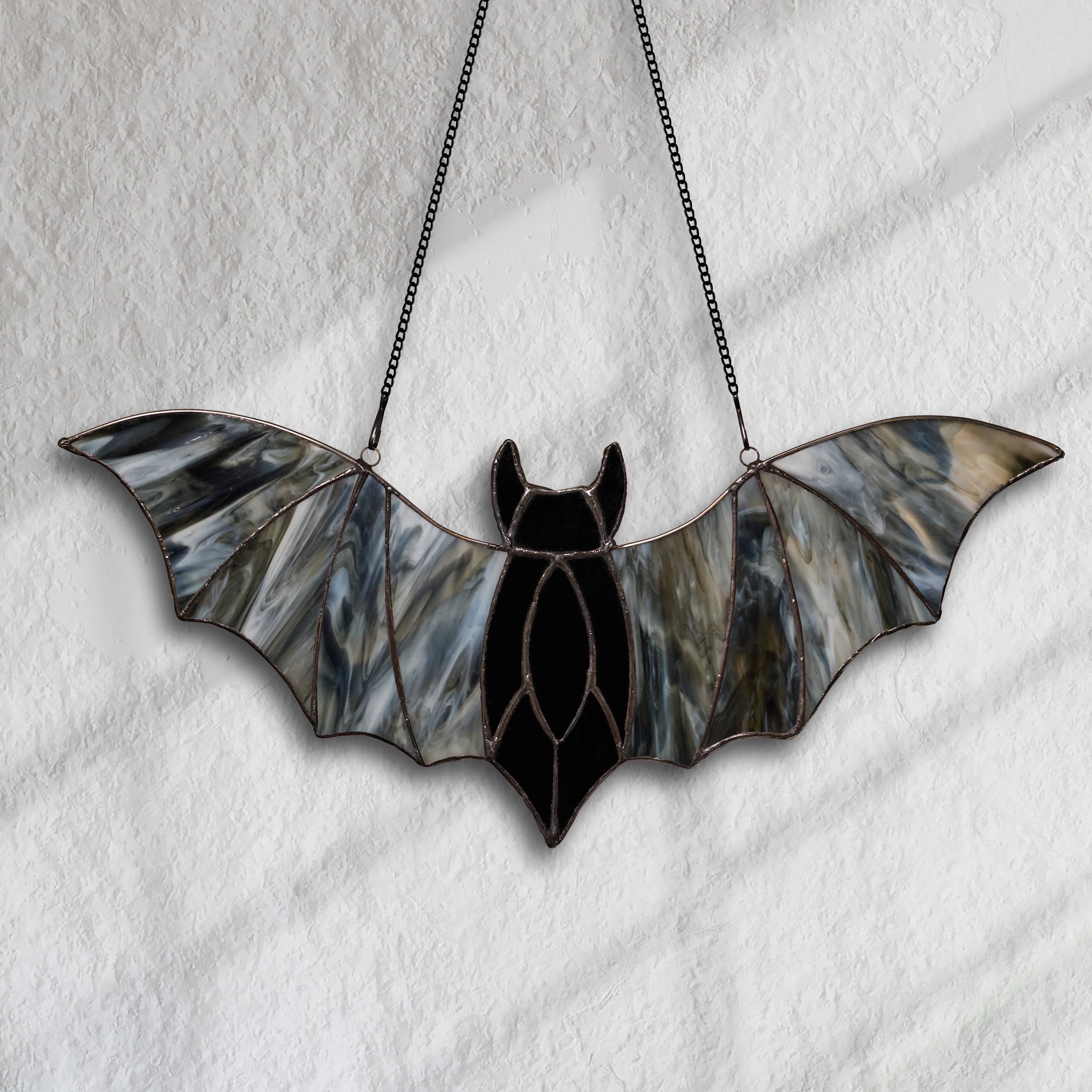 River of Goods River of Goods - 16"W Halloween Black Bat Stained Glass Window Panel