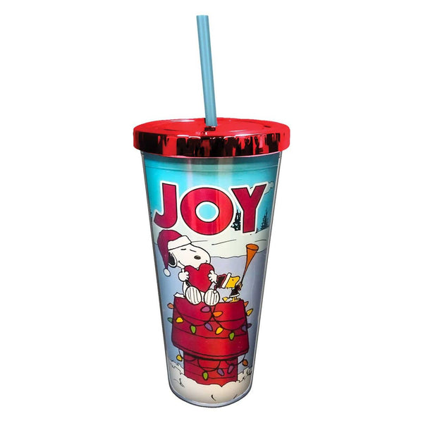 Peanuts Lucy 20 oz. Foil Cup with Straw - Entertainment Earth