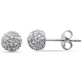 14K White Gold Diamond Disco Ball Style Earrings .55ct G SI