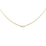 .06ct G SI 14K Yellow Gold Diamond Paper Clip Pendant Necklace 18