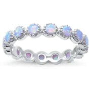 Sonara Sterling silver Ring Round White Opal Eternity .925 Sterling Silver Ring Size 7