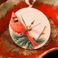The Pink Pigs Wall Decor Cardinal on Pine Clock