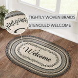 VHC Brands VHC Brands - Floral Vine Jute Oval Rug Welcome 20x30