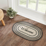 VHC Brands VHC Brands - Floral Vine Jute Oval Rug Welcome 20x30
