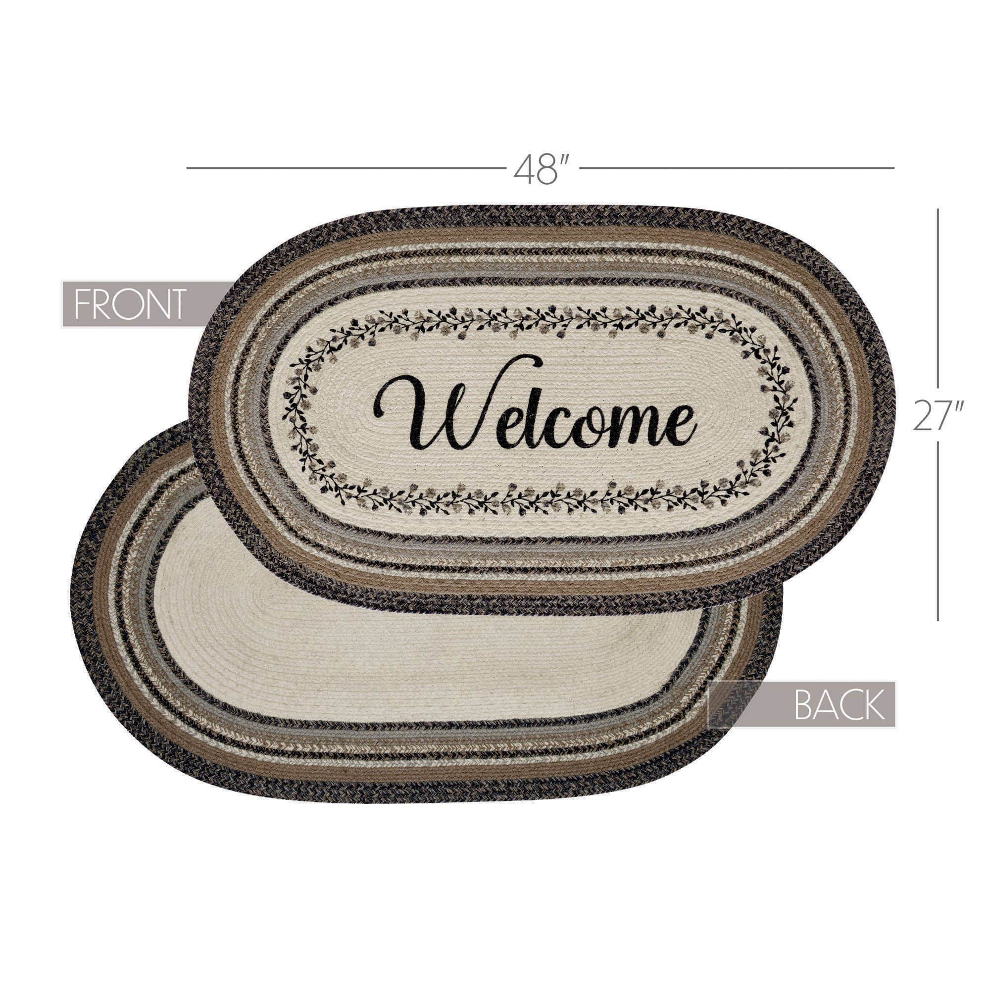 VHC Brands VHC Brands - Floral Vine Jute Rug Oval Welcome w/ Pad 27x48