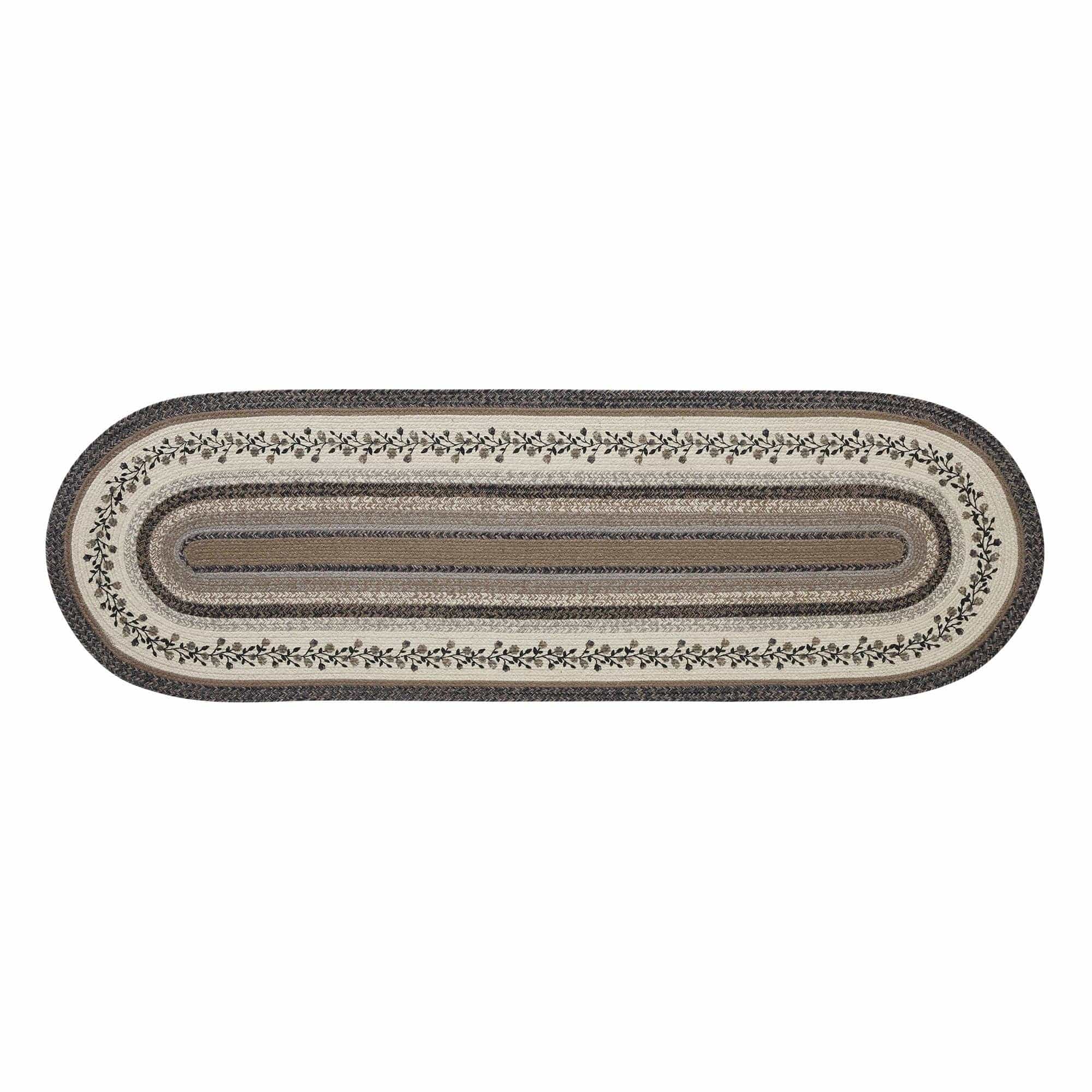 VHC Brands VHC Brands - Floral Vine Jute Rug/Runner Oval w/ Pad 24x78