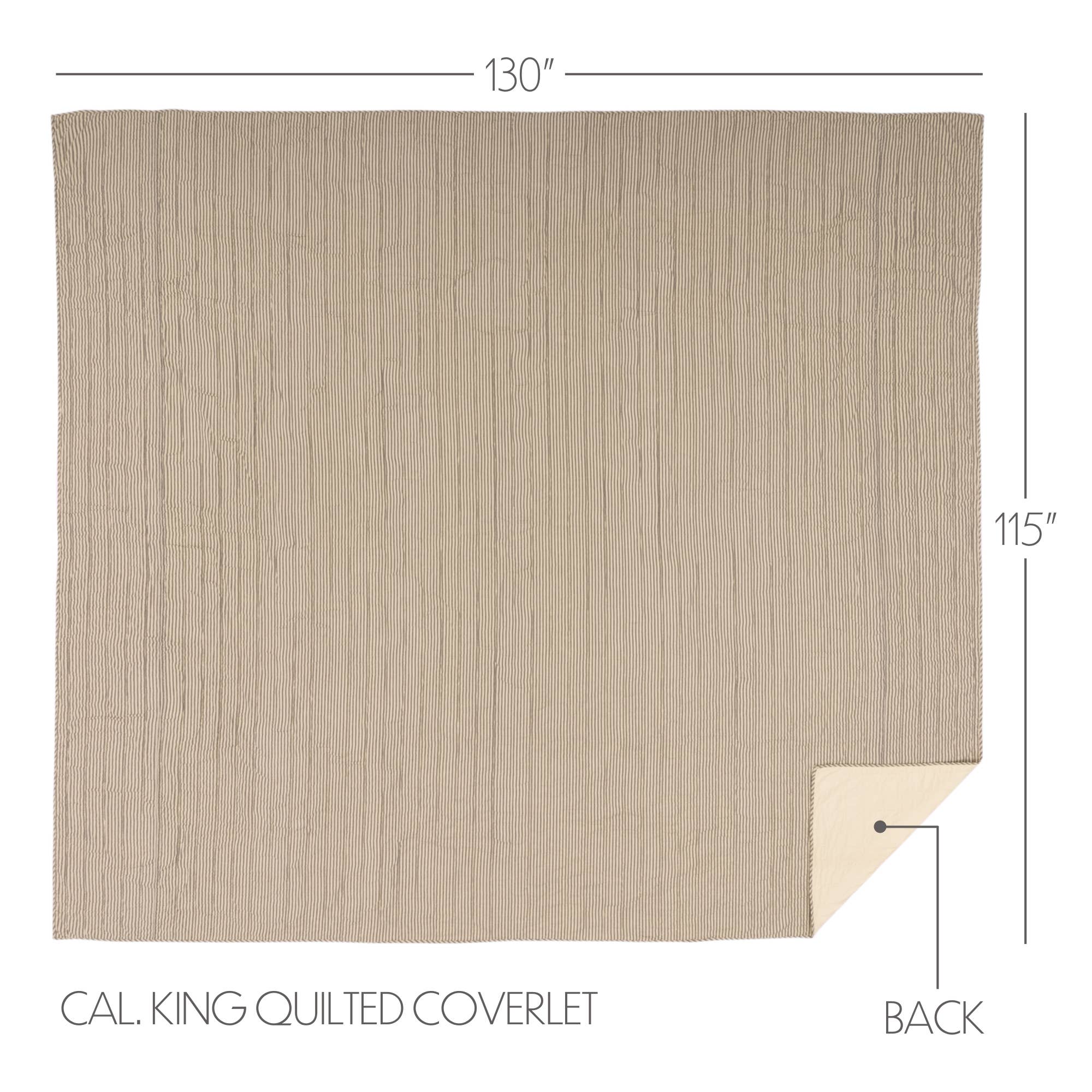 VHC Brands VHC Brands - Sawyer Mill Charcoal Ticking Stripe Quilt California King Coverlet 130Wx115L