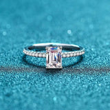 Emerald Cut D VVS Moissanite Engagement Ring 1ct or 2ct