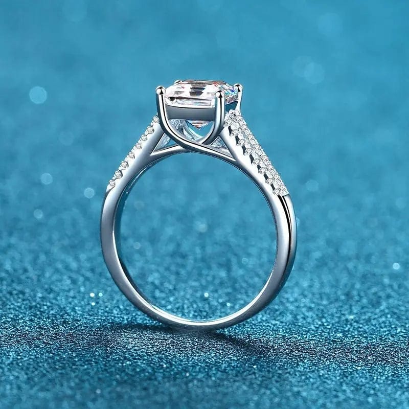 Alibaba 2ctw moissanite engagement ring Luxury Asscher Cut 2ctw Moissanite Ring 18K Gold Plated 925 Sterling Silver Wedding Jewelry