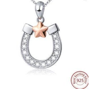 Alibaba - Booker Fine Fashion Jewelry-Necklace Lucky Horseshoe Sparkling Necklace Sterling Silver Rose Gold