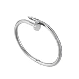 Alibaba Fashion Bracelets 18K White Gold Plated Stunning Nail Bangle Bracelet-Hinged with Cubic Zirconia Stainless Steel, 18K Gold Plated