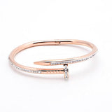 Alibaba Fashion Bracelets Stunning Nail Bangle Bracelet-Hinged with Cubic Zirconia Stainless Steel, 18K Gold Plated