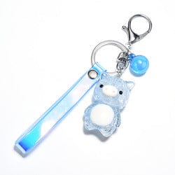 alibaba Keychain Blue Crackled Acrylic Pig KeyChain, Lights Up!  Super Cute for Kids*