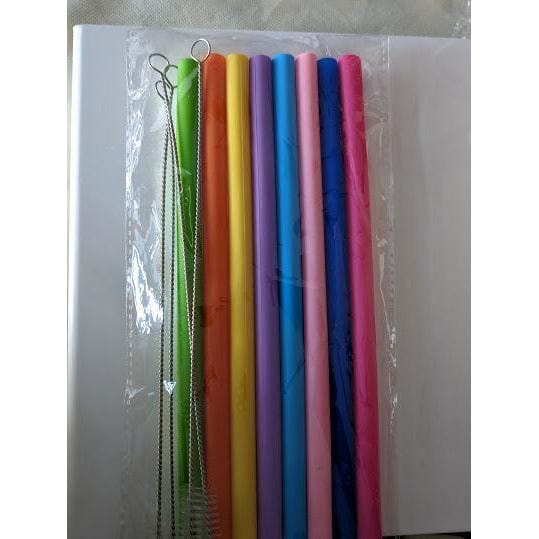 Alibaba Kitchen Silicone Set-Straight Stainless Steel or Silicone Straw Sets with Cleaning Brush and Carry Bag, Perfect for the Environmentally Conscientious!