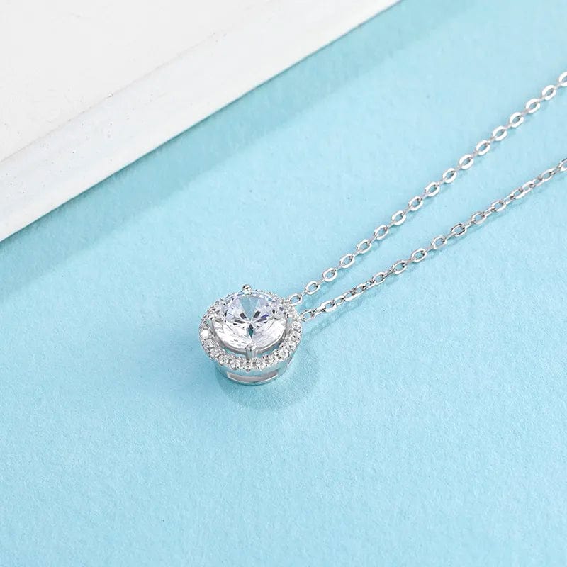 Alibaba - Koko moissanite necklace Moissanite Halo Jewelry 1ct Center Stone, 925 Sterling Silver Colors Available!