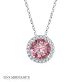 Alibaba - Koko moissanite necklace Pink / Necklace Moissanite Halo Jewelry 1ct Center Stone, 925 Sterling Silver Colors Available!
