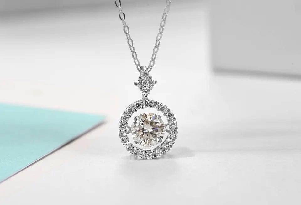 Alibaba moissanite necklace Moissanite Twinkling Necklace 925 Gold Plated Sterling Silver 1ct