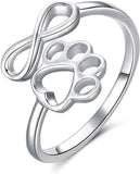 Alibaba Sterling silver Ring Infinity Paw Print Ring in Fine Sterling Silver-Adjustable- Love you Forever!
