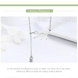 Cat Necklace Sterling SIlver with CZ Ball Adjustable 18