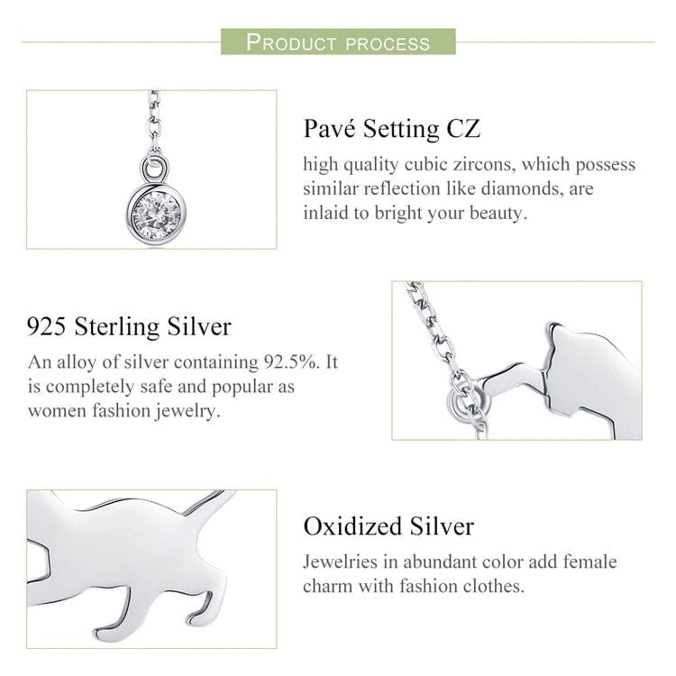 AliExpress - bamoer Fine Fashion Jewelry-Necklace Cat Necklace Sterling SIlver with CZ Ball Adjustable 18" Chain