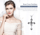 AliExpress - bamoer Fine Fashion Jewelry-Necklace Cross with Rose Black CZ Oxidized Sterling Silver Unique