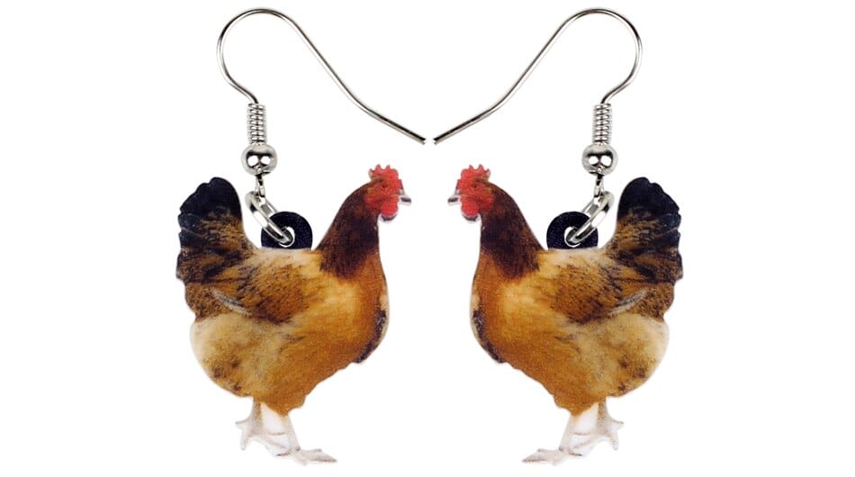 AliExpress Earrings Red Hen Chicken Acrylic Keychain and Earrings Realistic Fun!