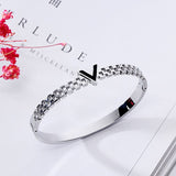 AliExpress Fashion Bracelets White V is for Vegan Bangle Style Bracelet-Stainless Steel, White/Yellow/Rose Gold Plated