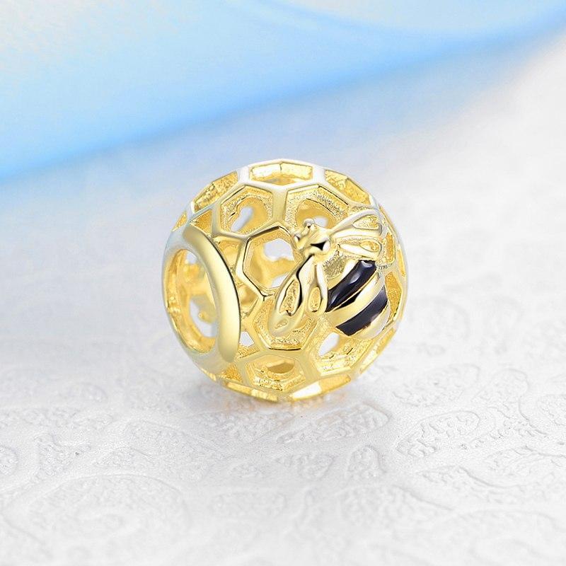 AliExpress Fine Fashion Jewelry Bracelet Enamel Bee w/CZ Honey Bee Charms Sterling Silver-Pandora Style