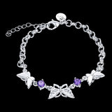 AliExpress Fine Fashion Jewelry Bracelet Purple CZ Butterfly Bracelets in Sterling Silver