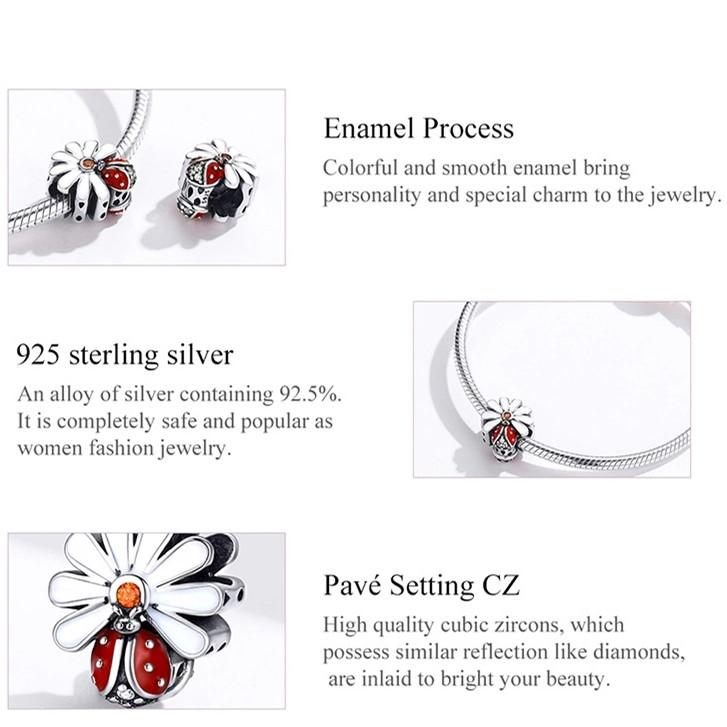 AliExpress Fine Fashion Jewelry Ring Ladybug on a Daisy Sterling Silver Ring, Earrings, Charm