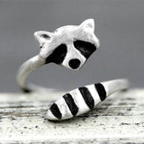 Raccoon Ring Silver Open Design, Cute!