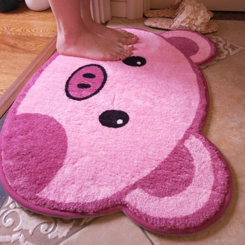 AliExpress Rugs Large pink pig face Pig Bathmat and door Mats