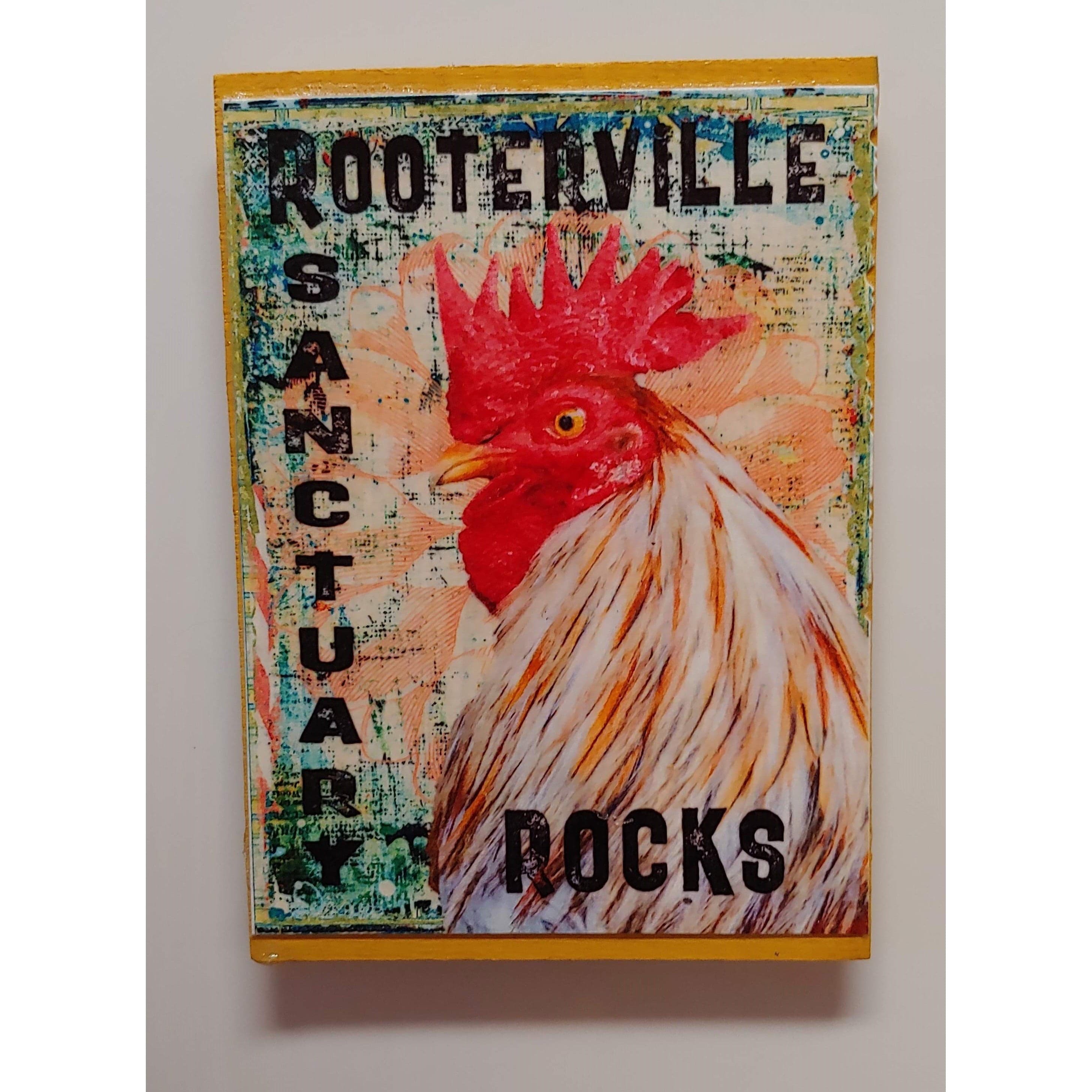 Carol and Elaine Kitchen Yellow / Chicken Farm Animal Magnets:  Handmade Rooterville Animals on Magnets Rooster, Cow, Piggy *